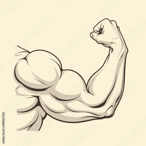 A drawing of a skin colored bicep on an isolated background