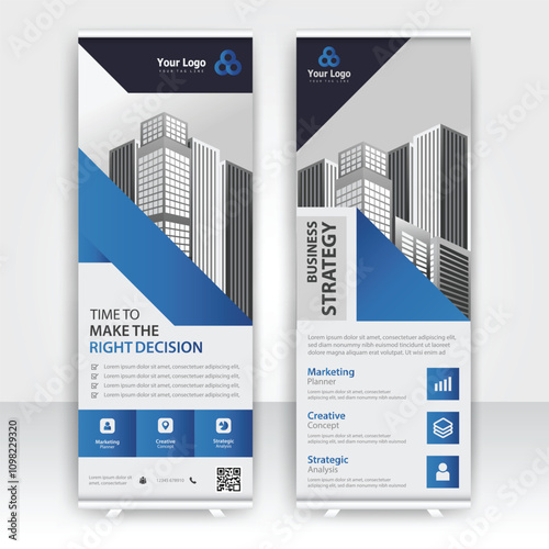 Creative corporate studio banners showcasing business strategy and annual report design in modern layout