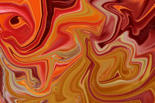 Liquified background with red, orange and brown color. Abstract concept idea.