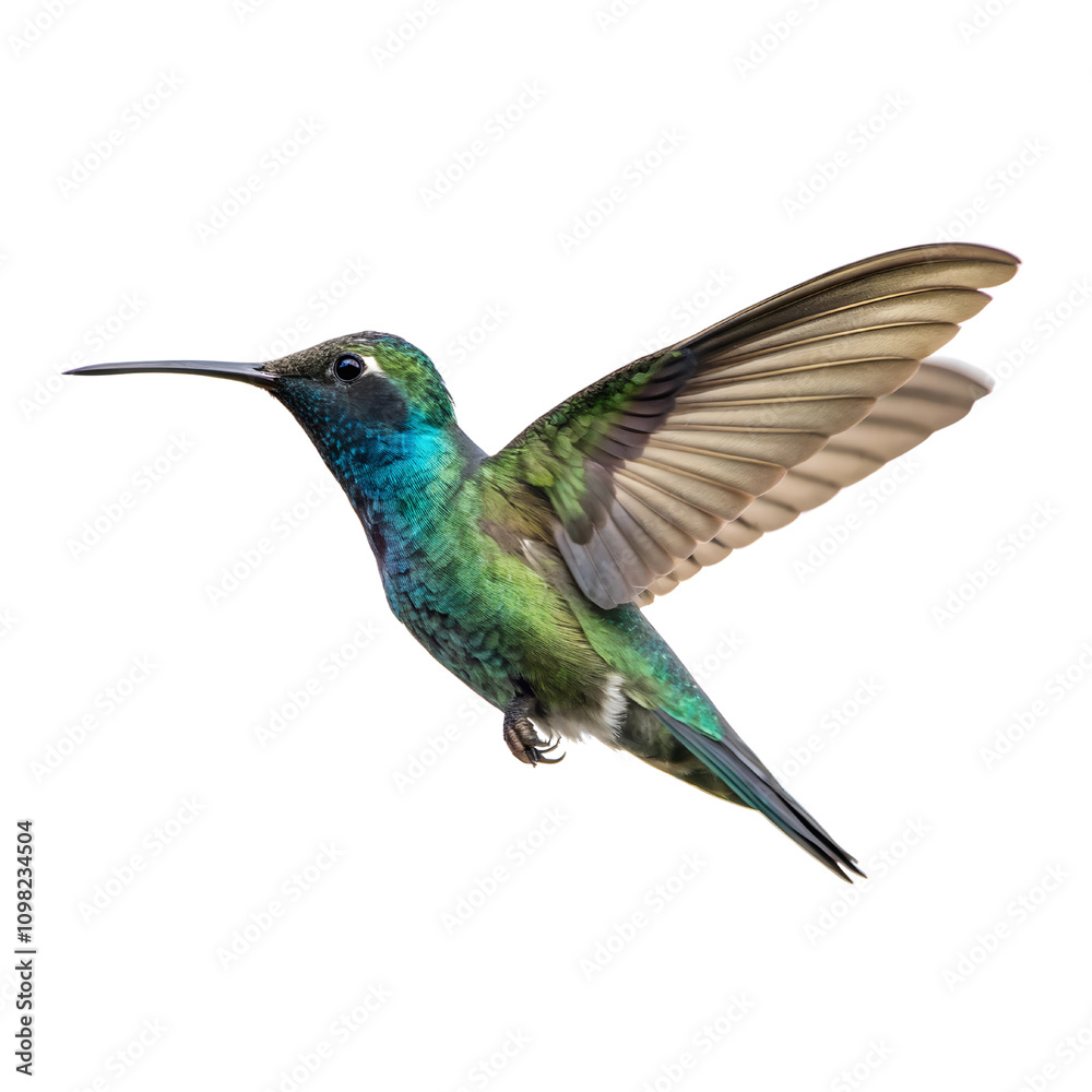 Obraz premium Colorful Hummingbird in Flight Isolate On Transparent Background Cutout, PNG file, Cutout file