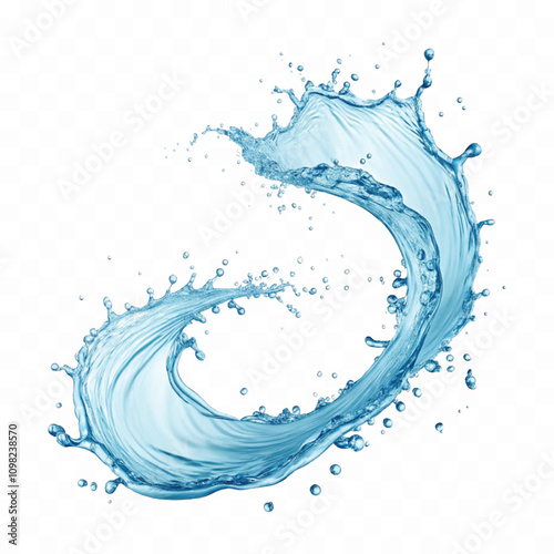 abstract 3d water splashes in curve style isolated on white background