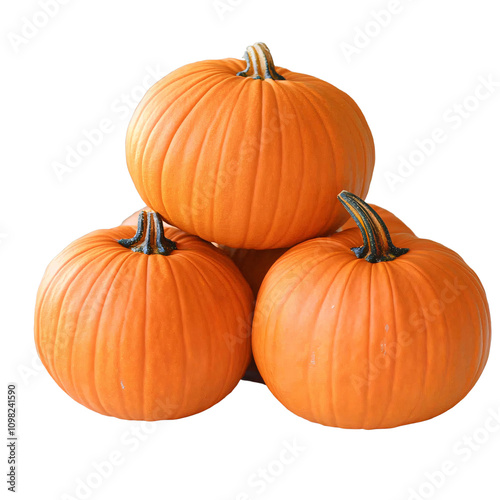 Vibrant stacked orange pumpkins showcasing the beauty of autumn harvest in a vegetable and fruit display.