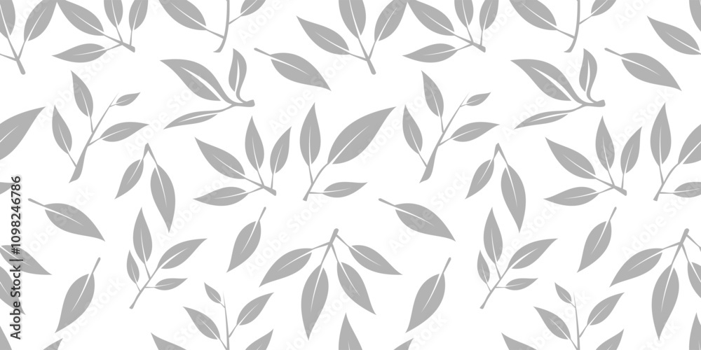 Fototapeta premium tea leaves pattern background. green leaves vector pattern background. Green tea leaf seamless pattern. seamless patterns with green leaves of tea.