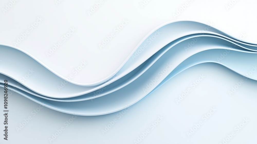 Obraz premium 3D Render of Abstract Pastel Blue Wave Background