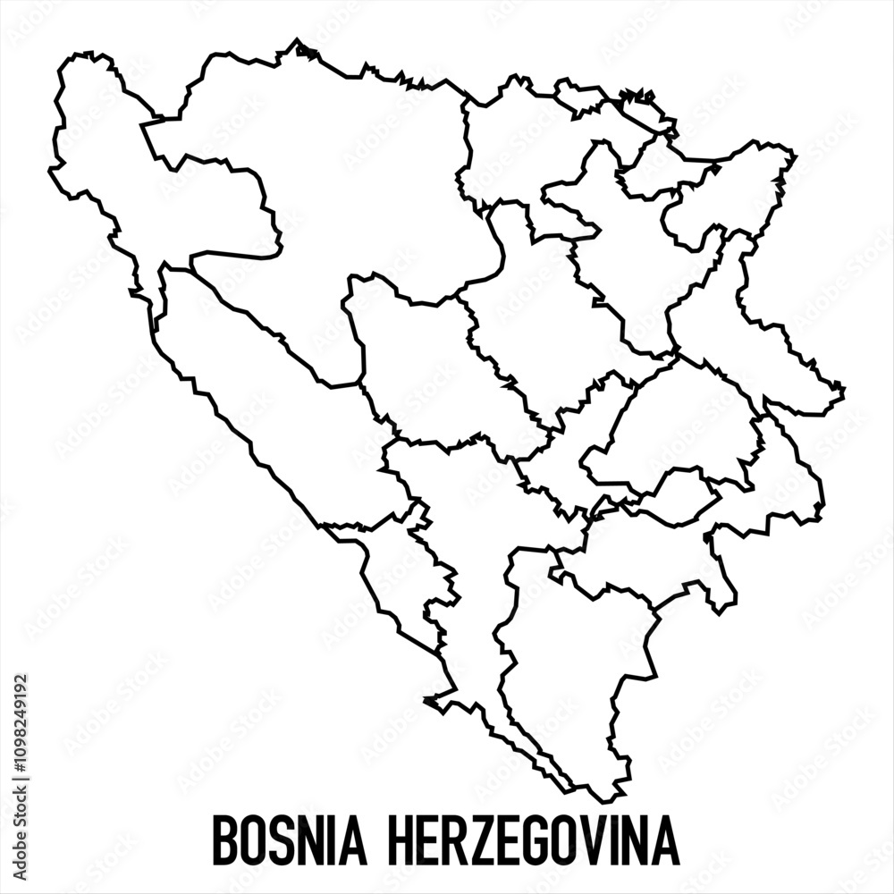 Fototapeta premium bosnia herzegovina - solid black outline border map of country area. Simple flat vector illustration.
