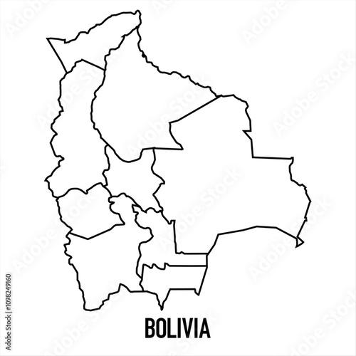 bolivia - solid black outline border map of country area. Simple flat vector illustration.