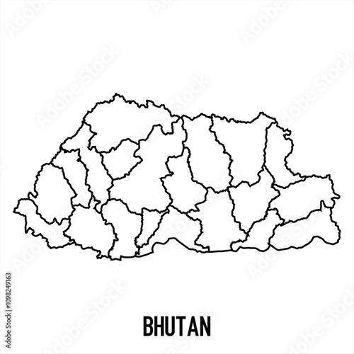 bhutan - solid black outline border map of country area. Simple flat vector illustration.