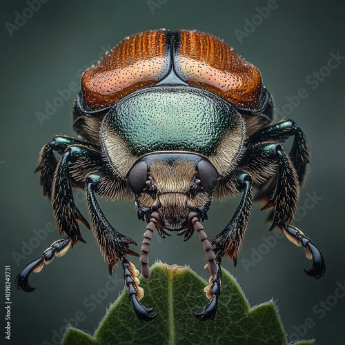 Close-up of a popillia japonica (Japanese beetle) photo