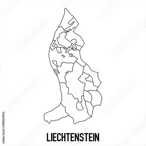 liechtenstein - solid black outline border map of country area. Simple flat vector illustration.