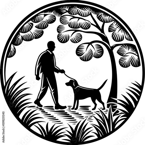 A man walking with his dog