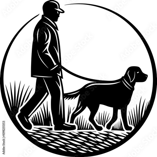 A man walking with his dog