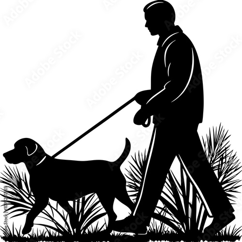 A man walking with his dog