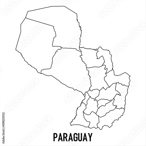 paraguay - solid black outline border map of country area. Simple flat vector illustration.