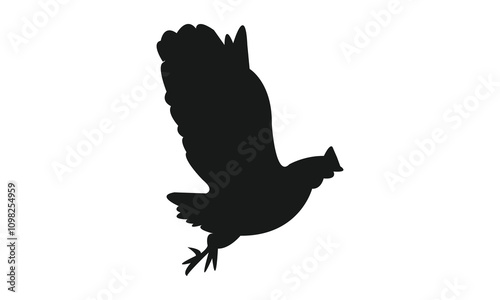 Flying Hen Silhouette Design  And Vector Illustration. 