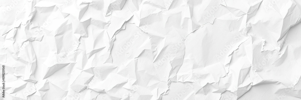 Obraz premium Abstract white crumpled paper with scattered creases and folds, minimalist art, paper crafting