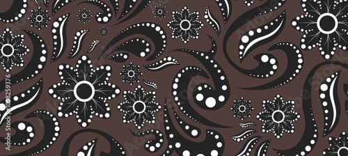 Elegant Floral Paisley Pattern in Monochrome Style. custom indonesian batik. Dot Floral Pattern Background.