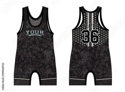 Wrestling singlets design with an elegant edgy and wild look. Sports gear template mockup perfect fit for all sports. The designs that go on casual wear, shirts, fashion apparel, and all kind 