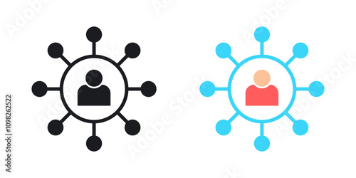 Stakeholders icon set in black and colored version