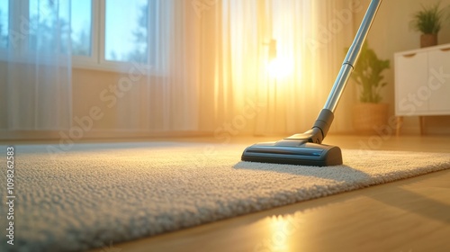 Wallpaper Mural Vacuum Cleaner Cleaning Carpet in Sunlit Room. Torontodigital.ca