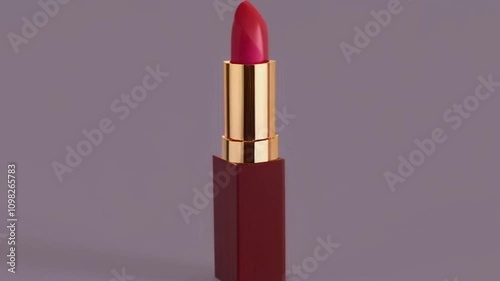 Elegant lipstick placed on a solid background, highlighting its sleek design and vibrant color.



 photo