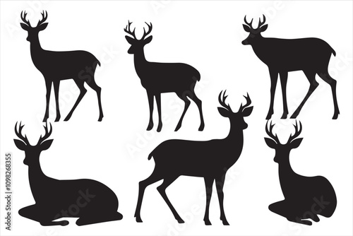 deer silhouette vector bundle