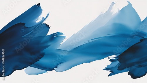 Abstract blue brush strokes with soft gradients.
