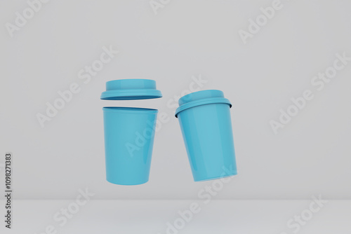 3d photo realistic blue cup icon mockup, Design Template for Mockup clean mug v11 photo