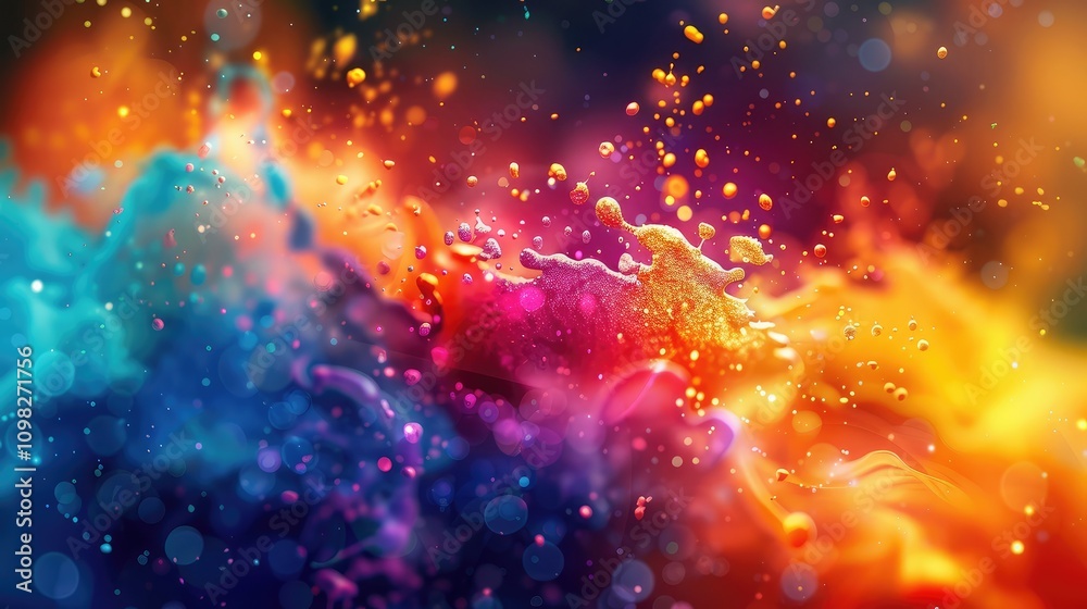 Naklejka premium Vibrant Abstract Color Explosion with Splash Effect