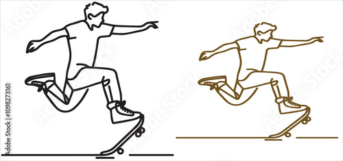 young guy riding a skateboard vector illustration