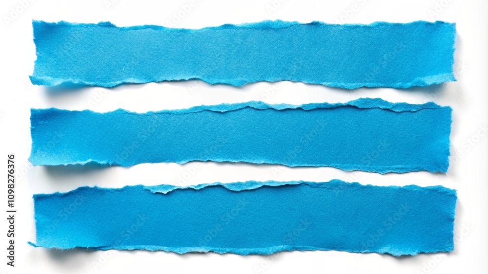 Fototapeta premium Blue ripped paper edges strips isolated on a white background 