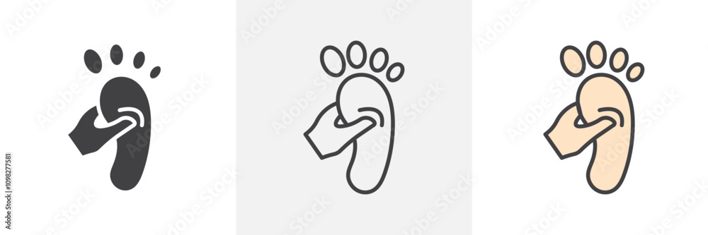 Obraz premium Reflexology foot massage icon collection in black and white and colored style