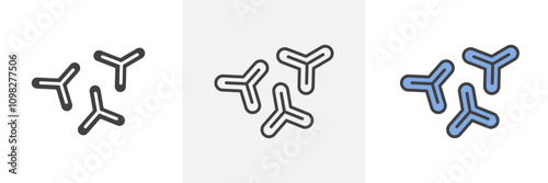 Bifidobacterium probiotics icon collection in black and white and colored style