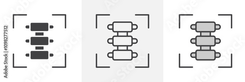 Body spine scan icon collection in black and white and colored style
