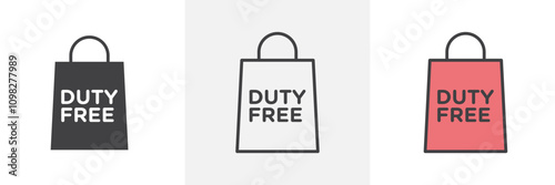 Duty free icon collection in black and white and colored style