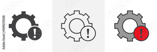 System error icon collection in black and white and colored style