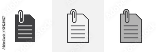 Attach document icon collection in black and white and colored style