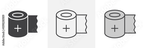 Sterile gauze icon collection in black and white and colored style