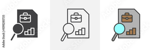 Job analysis icon collection in black and white and colored style