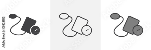 Tonometer icon collection in black and white and colored style