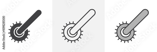 Derma roller icon collection in black and white and colored style