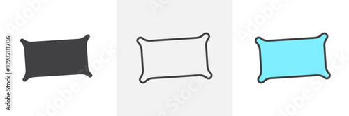 Pillow icon collection in black and white and colored style