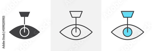 Lasik laser eye surgery icon collection in black and white and colored style