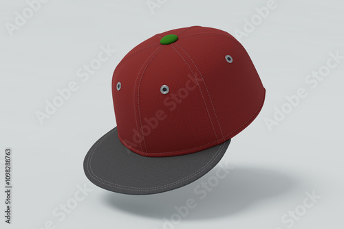 Snapback cap red color standar fit headwear, isolated image option 6 photo