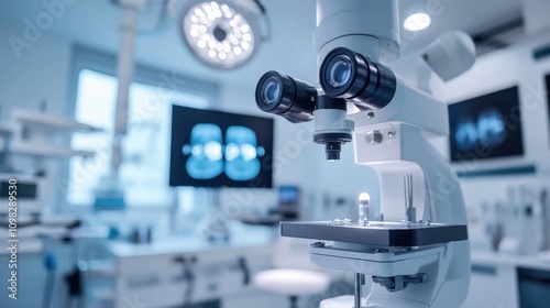 Modern Medical Microscope in Sterile Operating Room Setting
