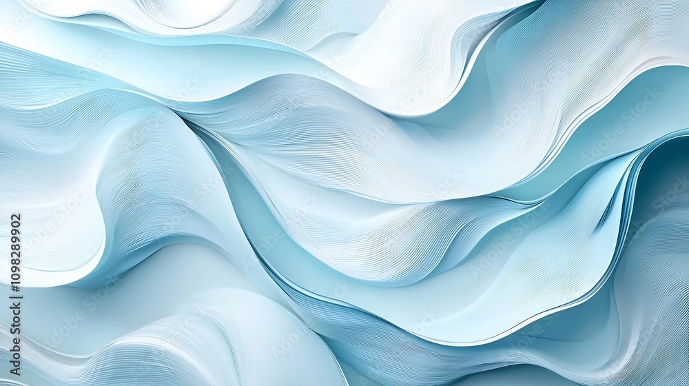 Obraz premium Elegant and serene pastel blue gradient backdrop with flowing dynamic circular patterns and lines This minimalist and contemporary digital artwork provides a spacious