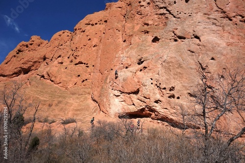 Climbing the red rocks, Garden of the Gods, Colorado Springs