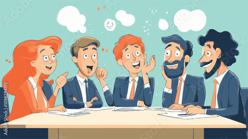 
A Diverse Collection of Confident Business Leaders in Teamwork and Vector illustration of diverse multinational standing cartoon Style 