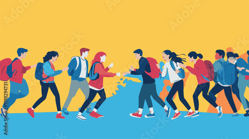 
A Diverse Collection of Confident Business Leaders in Teamwork and Vector illustration of diverse multinational standing cartoon Style 