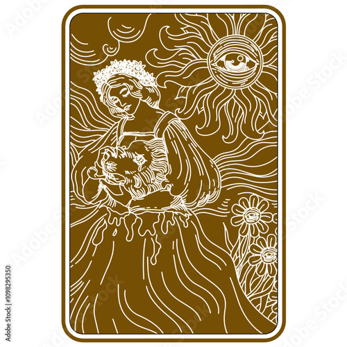 Hand draw abstract continuous line aesthetic line art