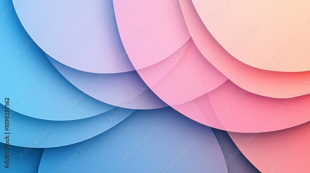 Fototapeta premium Minimalist blue background featuring soft circular shapes and gentle pink gradients providing a calming and futuristic open space for various creative compositions and digital presentations